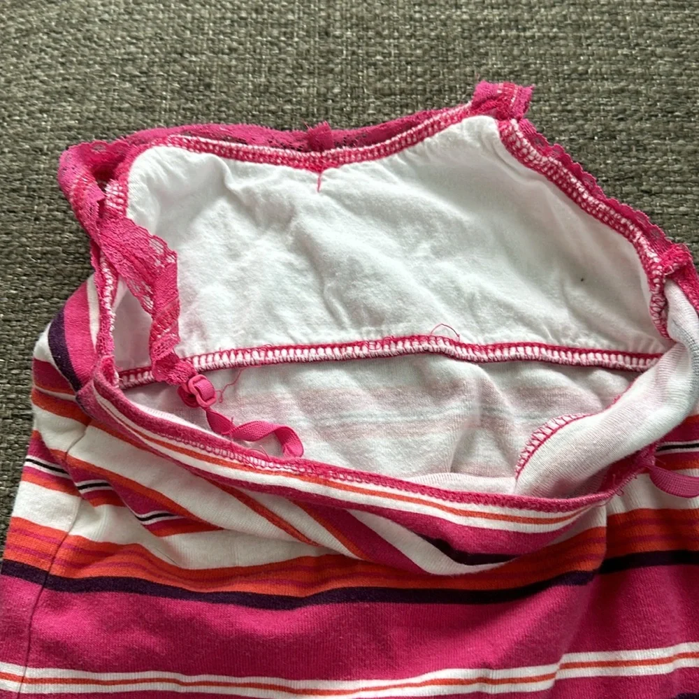Old Navy Girls Pink White Striped Tank top Size 6